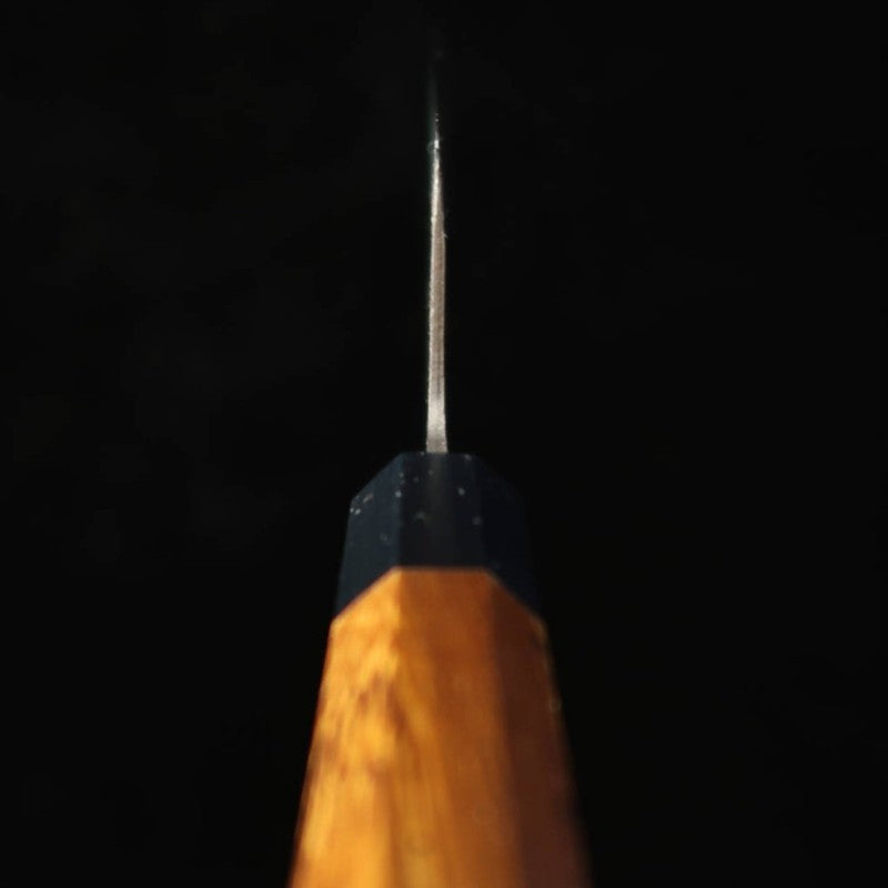 HIDARI YORIMITSU Couteau à légumes, acier bleu n°1, finition noire, manche en bois de fer (180 mm)