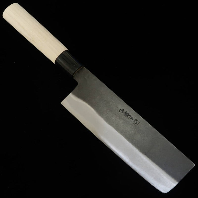 HIDARI YORIMITSU cuchillo nakiri acero SK acabado negro mango de magnolia (170 mm)