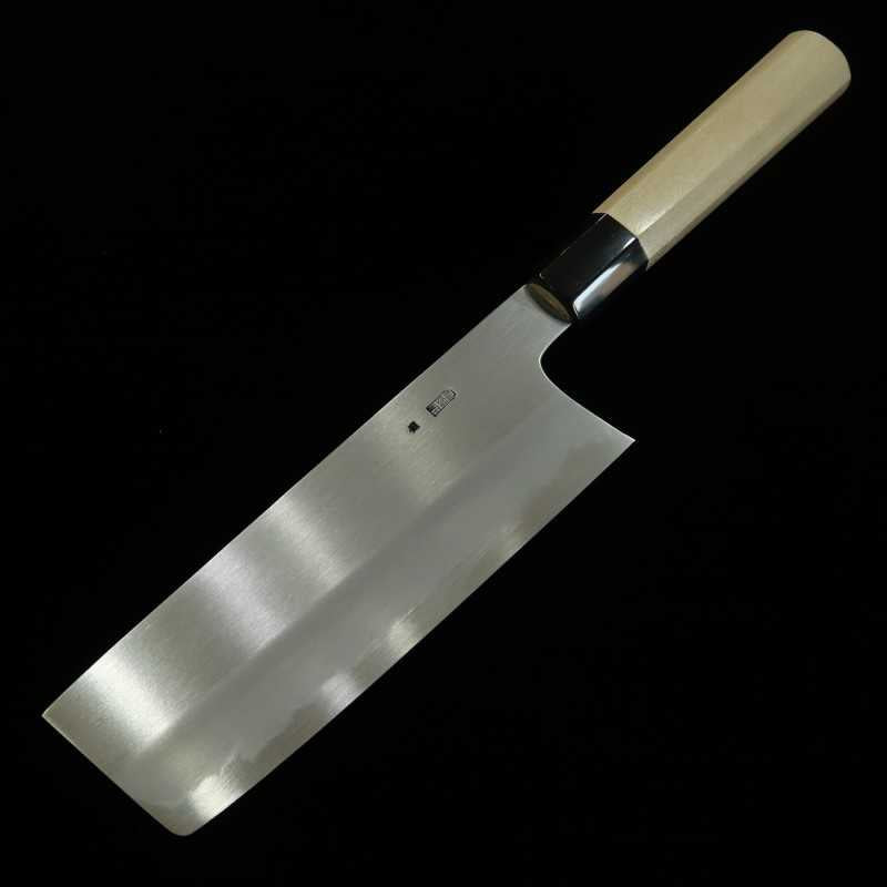 Sakai Kikumori SAKAI KIKUMORI Kikugetsu Kasumi Nakiri Acier blanc n°2 Manche octogonal en corne de buffle et magnolia (180mm)
