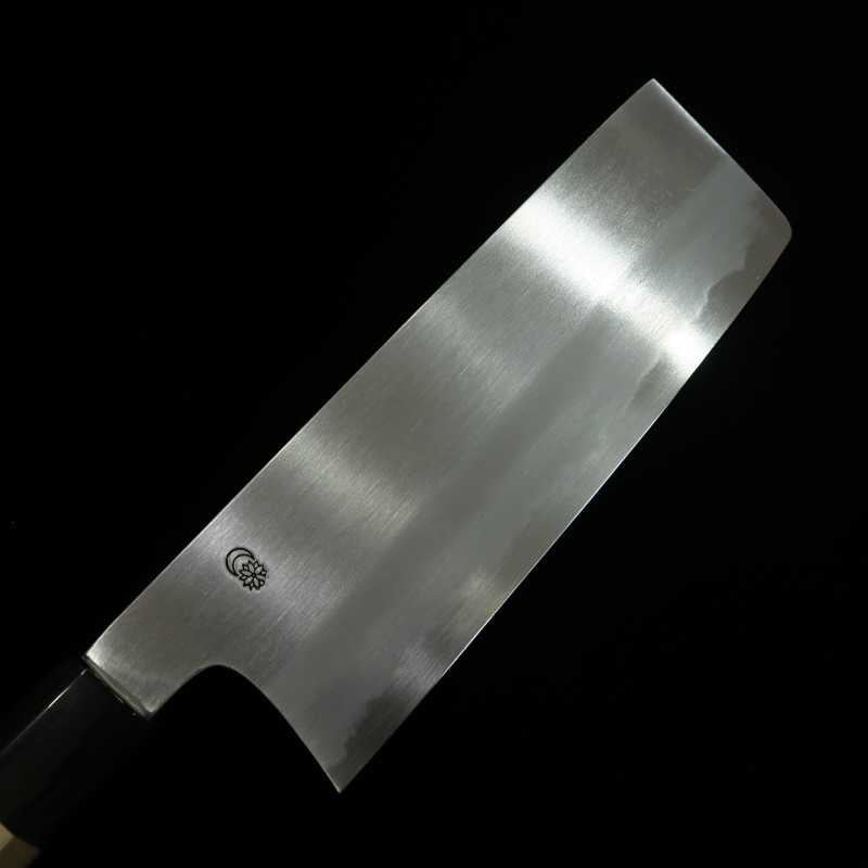 Sakai Kikumori SAKAI KIKUMORI Kikugetsu Kasumi Nakiri Acier blanc n°2 Manche octogonal en corne de buffle et magnolia (180mm)
