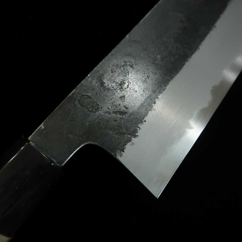堺菊守 SAKAI KIKUMORI 白紙二号 菊月 黒 菜切 黒打 水牛朴八角柄 (180mm)