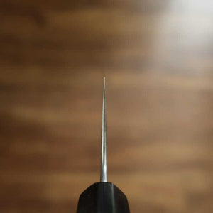 SAKAI KIKUMORI Kikuzuki Kuro Nakiri Shirogami nº 2 acabado negro, mango octogonal de magnolia con virola de cuerno de búfalo (180 mm)