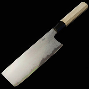 Sakai Kikumori Kikuzuki Uzu Nakiri Aogami Nº 1 Damasco cabo octogonal em magnólia (180mm)