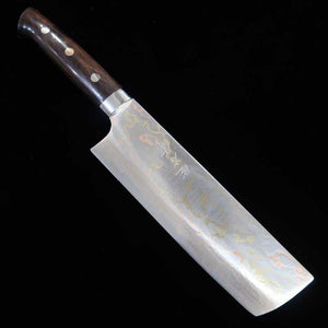 SAJI TAKESHI Nakiri Aogami #2 Rainbow Damasco, cabo de ironwood (165mm)