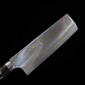 SAJI TAKESHI Nakiri Aogami #2 Rainbow Damasco, cabo de ironwood (165mm)