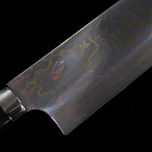 SAJI TAKESHI Nakiri Aogami #2 Rainbow Damasco, cabo de ironwood (165mm)