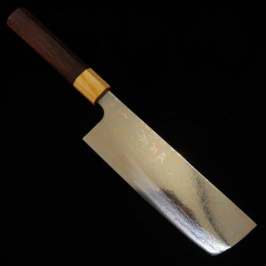 Takeshi Saji Nakiri VG10 Colored Damascus Rosewood Octagonal Handle (165mm)