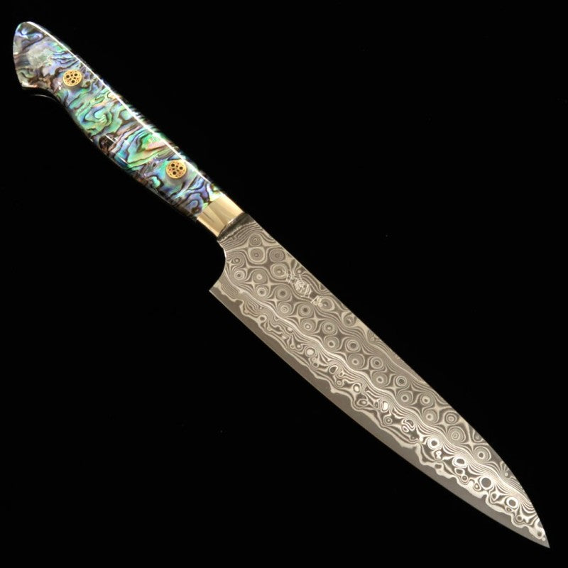 NIGARA Petty SG2 patrón oscuro Damasco mango de nácar incrustado (150 mm)