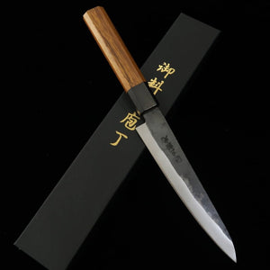 HIDARI YORIMITSU Petty, acier bleu n°1, finition noire, manche en bois de fer (160 mm)