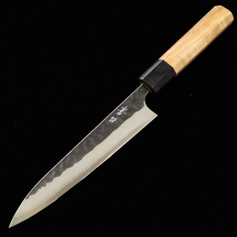 MASAKAGE Ko-ishi Petty Aogami Super martillado negro, mango octogonal de magnolia (150 mm)