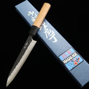 MASAKAGE Koishi Petty Acier bleu super Martelé Finition noire Manche octogonal en magnolia (150 mm)