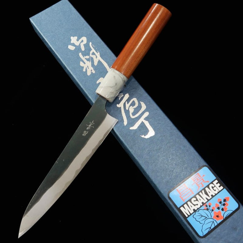 MASAKAGE Masakage Mizu, petty, acero Aogami nº 2, acabado negro, mango de cerezo americano (150 mm)
