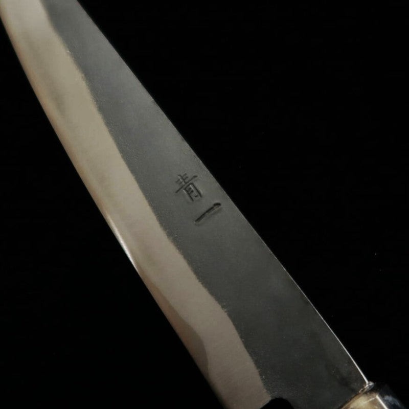 三浦 MIURA ペティ 青紙一号 ステンクラッド 黒打ち 朴八角柄  (150mm)