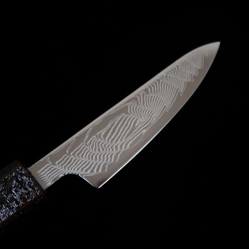 三浦 MIURA 渦波 ペティ SLDステンレス 漆塗樫八角柄(80mm)