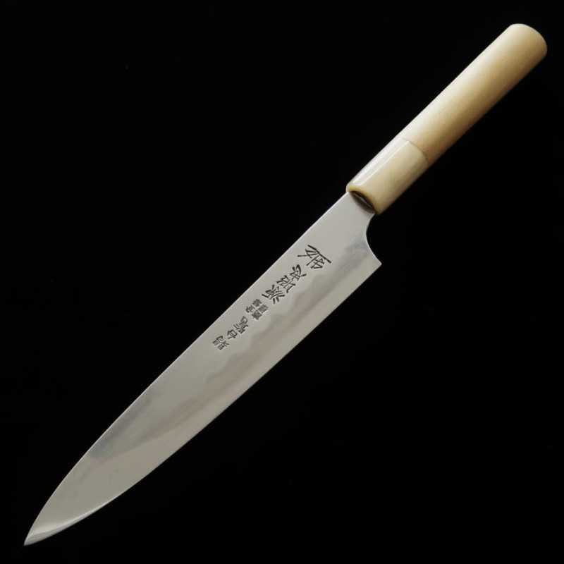 水野鍛錬所 MIZUNO 源昭忠本焼DX 青紙二号 ペティ 朴水牛栗型柄 鞘付き (180mm)