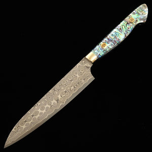 NIGARA couteau Petty SG2 Anmon damas, manche incrusté de nacre (150 mm)