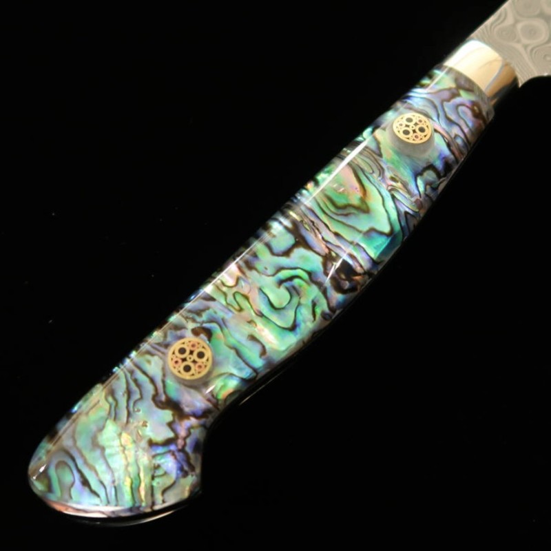NIGARA couteau Petty SG2 Anmon damas, manche incrusté de nacre (150 mm)