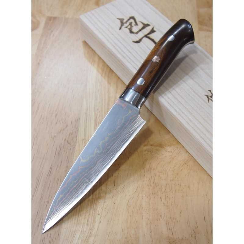 Takeshi Saji Blue steel No. 2 Rainbow Damascus Petty Ironwood Handle (135/150mm) 