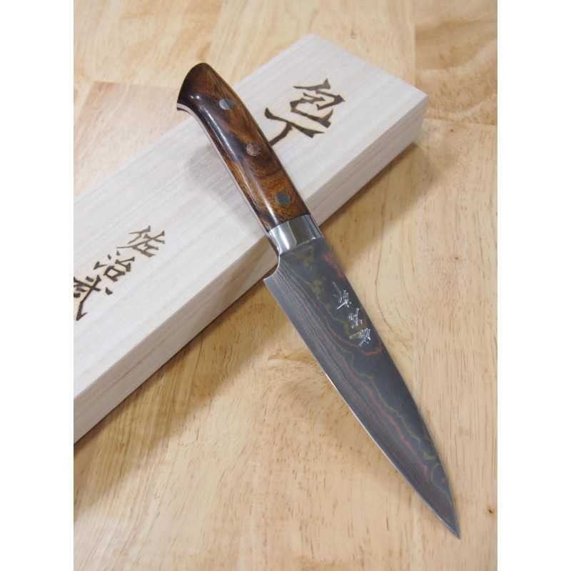 Takeshi Saji Blue steel No. 2 Rainbow Damascus Petty Ironwood Handle (135/150mm) 