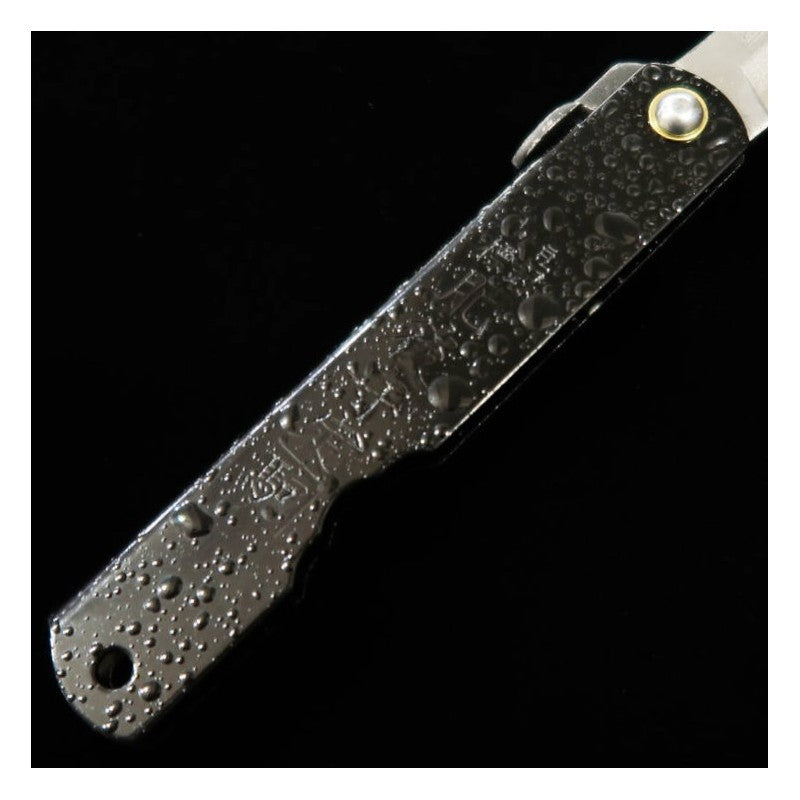 Japanese Folding knife HIGONOKAMI Blue Steel - Water Splash - Black (72mm)