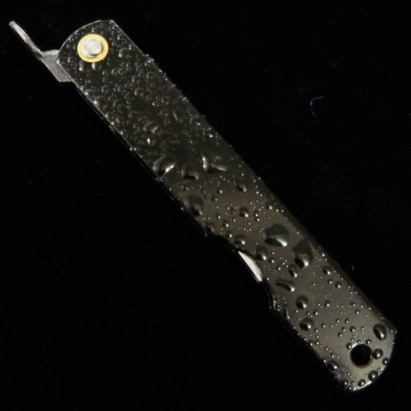 Japanese Folding knife HIGONOKAMI Blue Steel - Water Splash - Black (72mm)