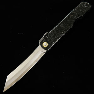Japanese Folding knife HIGONOKAMI Blue Steel - Water Splash - Black (72mm)