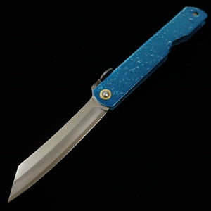 Japanese Folding knife HIGONOKAMI Blue Steel - Water Splash - Blue (72mm)