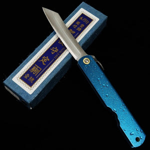 Japanese Folding knife HIGONOKAMI Blue Steel - Water Splash - Blue (72mm)