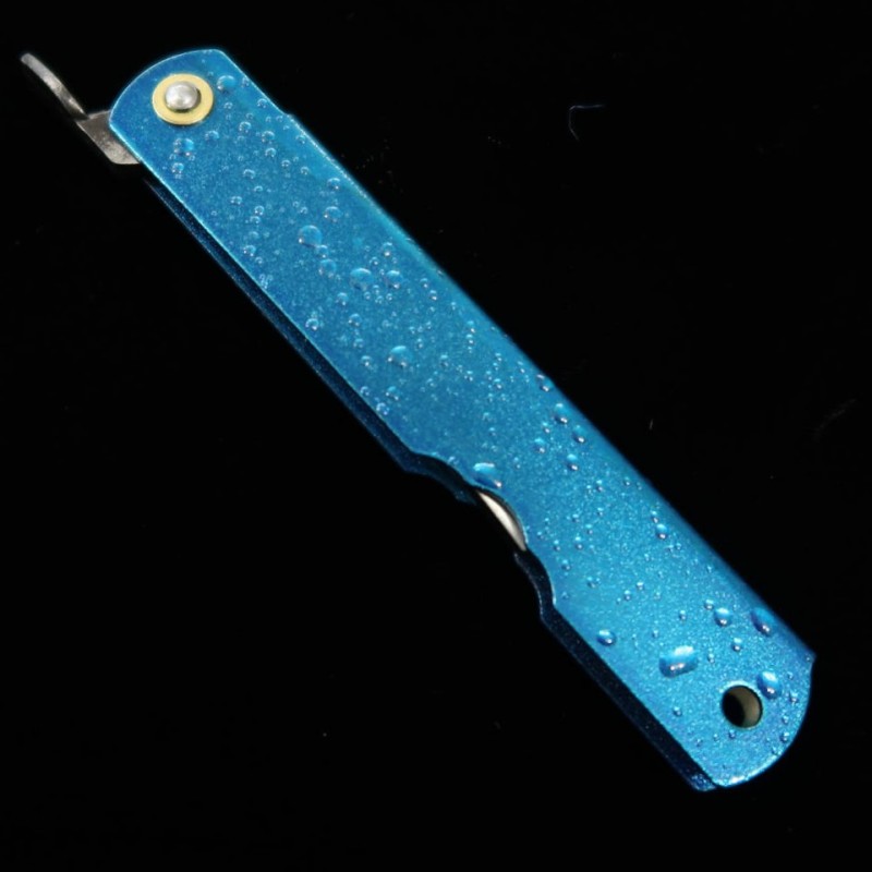 Japanese Folding knife HIGONOKAMI Blue Steel - Water Splash - Blue (72mm)