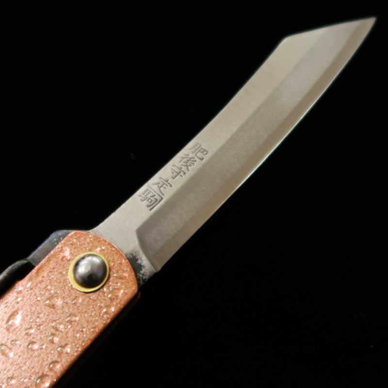 Japanese Folding knife HIGONOKAMI Blue Steel - Water Splash - Pink (72mm)