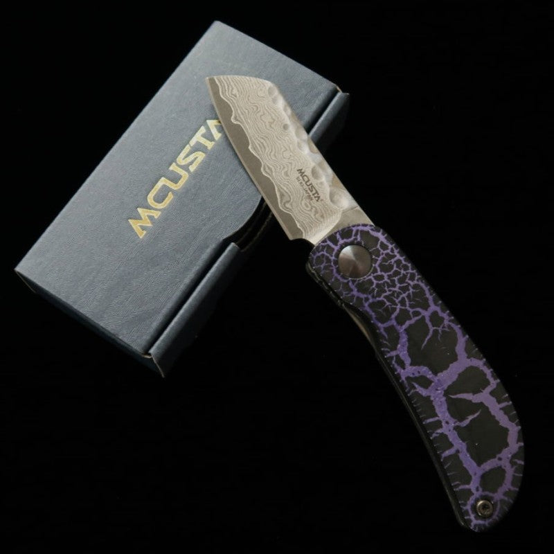 Canivete MCUSTA edição limitada Infinity 021 Purple Haze Hammered Damascus (45mm)