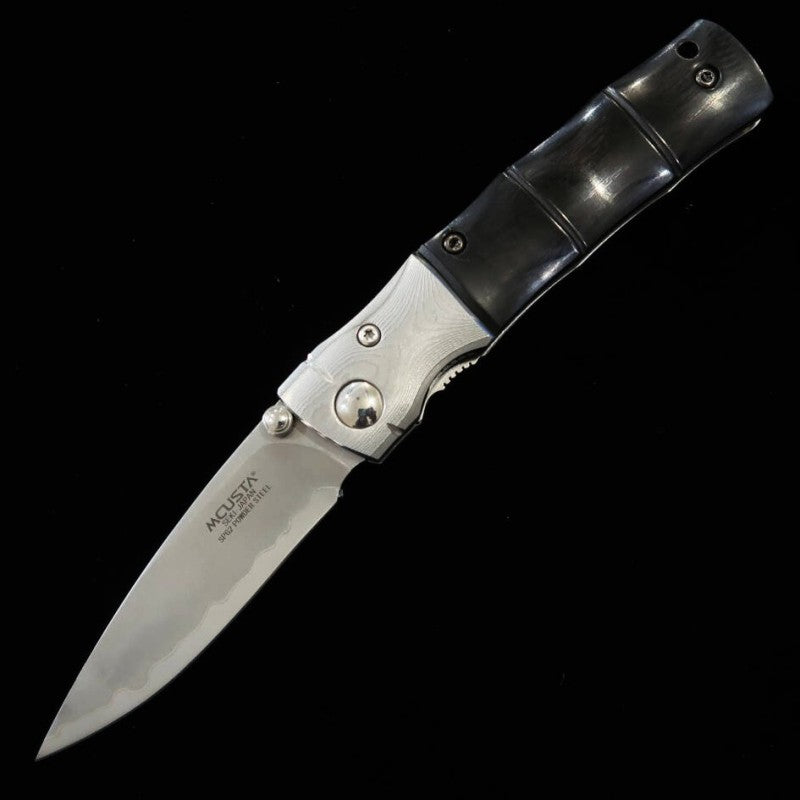 Navaja plegable MCUSTA Shinra Mixture MC-0146G - Bambú - SG2 - Mango de pakkawood negro (71 mm)