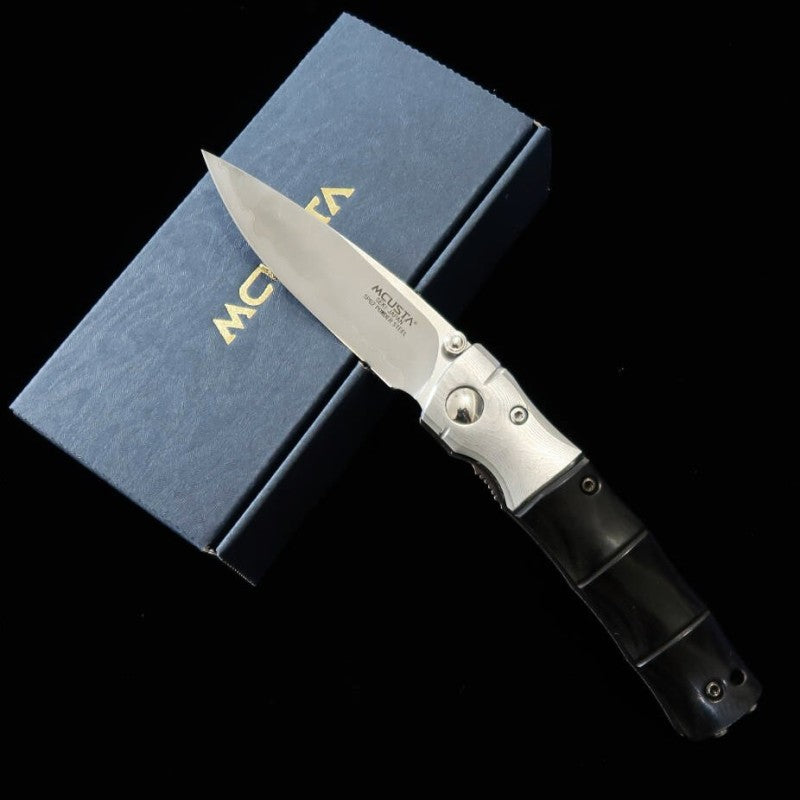 Navaja plegable MCUSTA Shinra Mixture MC-0146G - Bambú - SG2 - Mango de pakkawood negro (71 mm)