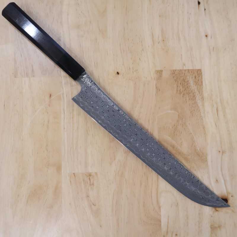 Forja de cuchillos Nitō NIGARA Anmon Sujihiki punta redondeada SG2 mango octogonal de ébano (270/300 mm)