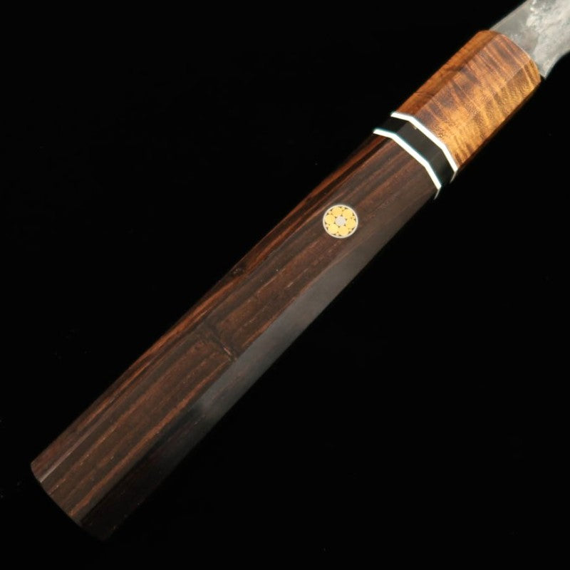 Hajime Yorokobi SLD Damas noirci, manche en ébène, Sujihiki à bout arrondi (450 mm)