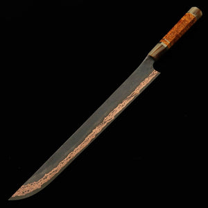 Hajime Yorokobi SLD, finition noire, manche custom, couteau sujibiki à pointe arrondie (390 mm)