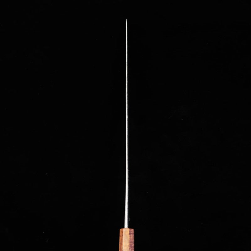 NIGARA Nitō Hamono Forging  Sujihiki de punta redondeada kuro-uchi martillado damasco mango octogonal de ébano (450 mm)