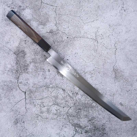 Takohiki SAKAI TAKAYUKI Zangetsu Silver 3-Steel Round-Tip Knife with Wenge Octagonal Handle (300mm)