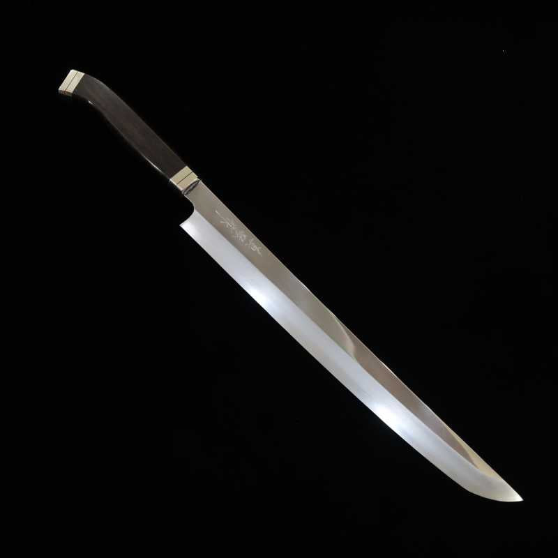 TADOKORO HAMONO Makotosaku Sakimaru Takobiki acero Gingami nº3 espejo mango de ébano (300 mm)