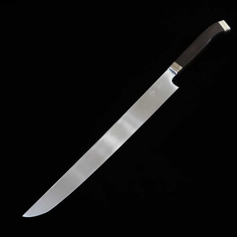 Tadokoro Hamono TADOKORO HAMONO Makoto Saku Sakimaru Takobiki Gin-san n°3, finition miroir, manche en ébène (300 mm)