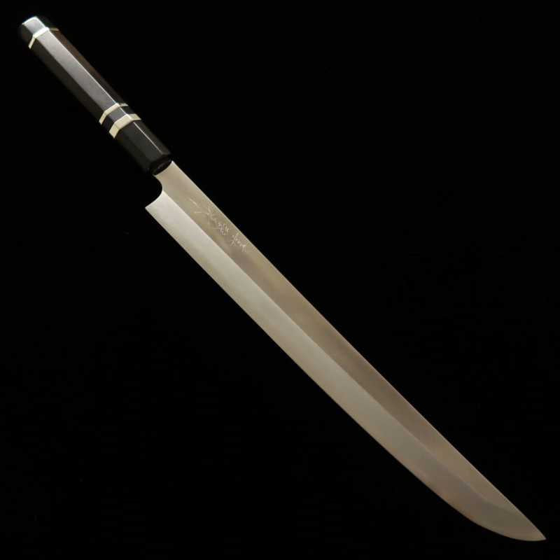 TADOKORO HAMONO Makoto Gin-san No.3, Takobiki à bout rond, Finition miroir, Manche en ébène (300 mm)