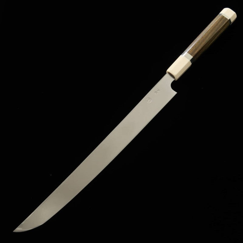 TADOKORO HAMONO, Takobiki Sakimaru, Makoto, Acier Gin-san, Finition miroir, Manche en bois de santal (300mm)