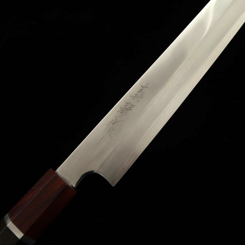TADOKORO HAMONO, Takohiki Sakimaru, Gin-san n°3, Makoto, finition miroir, manche en ébène, mitre rouge (300 mm)