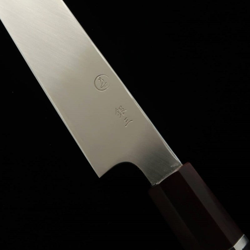 TADOKORO HAMONO, Takohiki Sakimaru, Gin-san n°3, Makoto, finition miroir, manche en ébène, mitre rouge (300 mm)