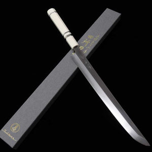 TADOKORO HAMONO Tadokoro Hamono Obra Makoto Acabado espejo Acero Gingami nº3 Sakimaru takobiki Mango de marfil imitación (300 mm)
