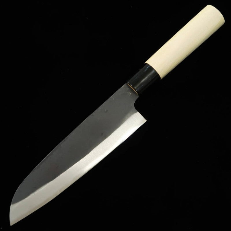 Hidari Yorimitsu HIDARI YORIMITSU Santoku acier SK, finition noire, manche en bois de magnolia (165 mm)