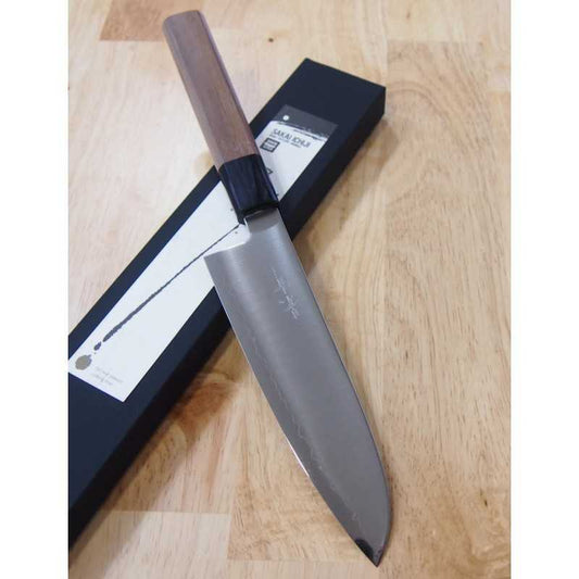 KAGEKIYO Santoku Chromax semi-inoxidable, mango octogonal de nogal (180mm)