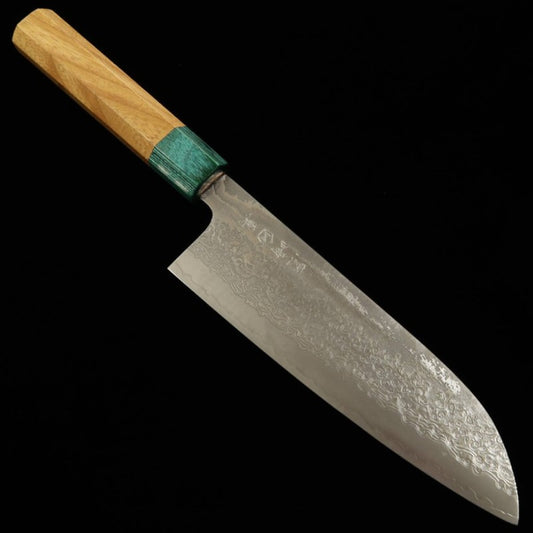 Santoku STYLE-K Makoto Kurosaki - Kodama - VG10W Damascus Keyaki Handle (170mm) 