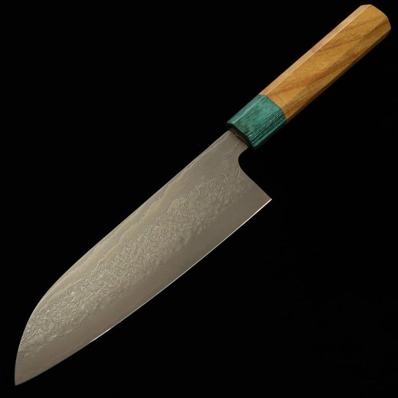 STYLE-K Santoku Makoto Kurosaki Kodama VG-10W Damascus Keyaki Handle (170mm) 