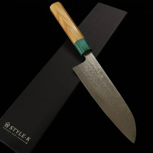 STYLE-K Makoto Kurosaki – Kodama – santoku VG10W damasco, mango de olmo japonés (170 mm)